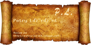 Petry Lóránt névjegykártya